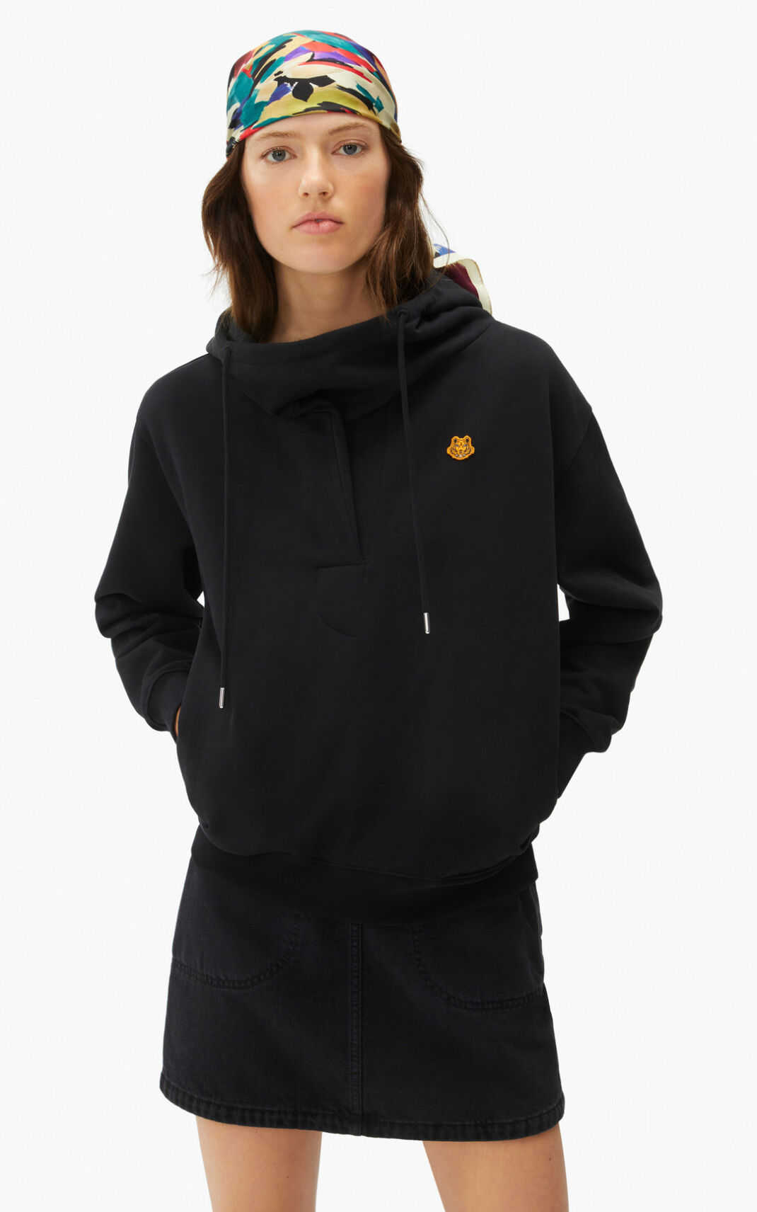 Sudaderas Con Capucha Kenzo Hooded cowl neck Mujer Negras PYG628540